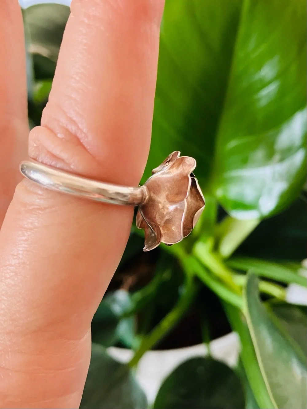 Sterling Silver Rose with Petals Statement Ring, 6.75